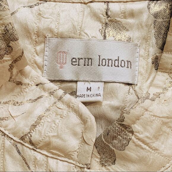 Erin London Blazer Jacket Cream Ivory Gold Floral Lightweight Jacket Medium NEW - Picture 2 of 14
